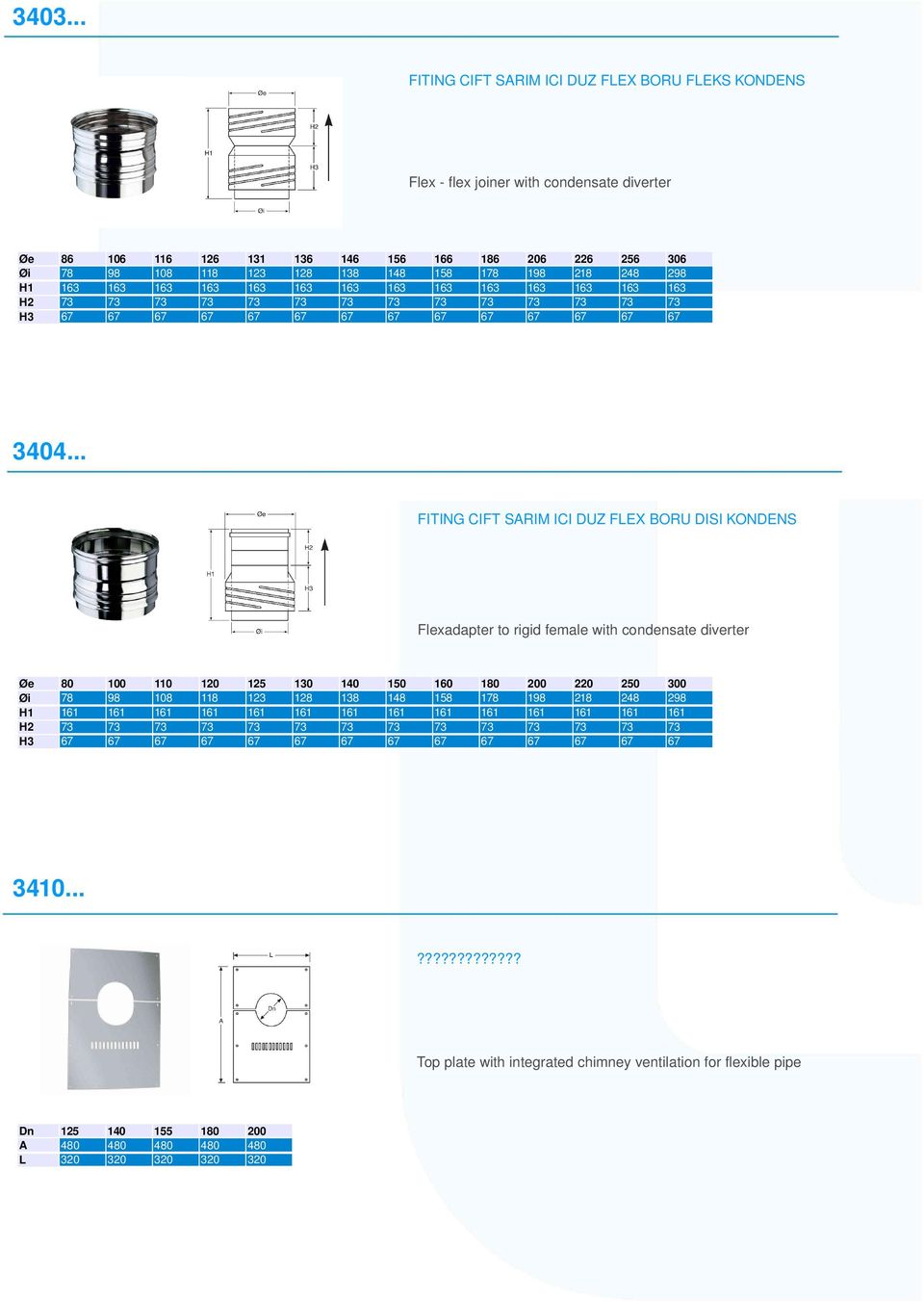 .. FITING CIFT SARIM ICI DUZ FLEX BORU DISI KONDENS Flexadapter to rigid female with condensate diverter Øe 80 100 110 120 125 130 140 150 160 180 200 220 250 300 Øi 78 98 108 118 123 128 138 148 158