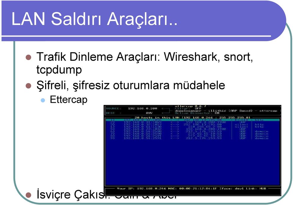 Wireshark, snort, tcpdump ifreli,