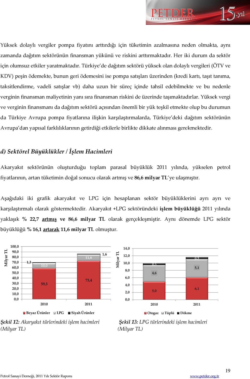 Türkiye de dağıtım sektörü yüksek olan dolaylı vergileri (ÖTV ve KDV) peşin ödemekte, bunun geri ödemesini ise pompa satışları üzerinden (kredi kartı, taşıt tanıma, taksitlendirme, vadeli satışlar