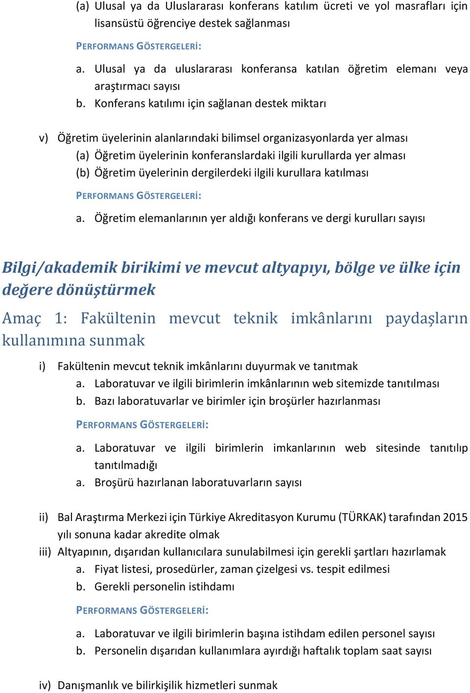 Konferans katılımı için sağlanan destek miktarı v) Öğretim üyelerinin alanlarındaki bilimsel organizasyonlarda yer alması (a) Öğretim üyelerinin konferanslardaki ilgili kurullarda yer alması (b)