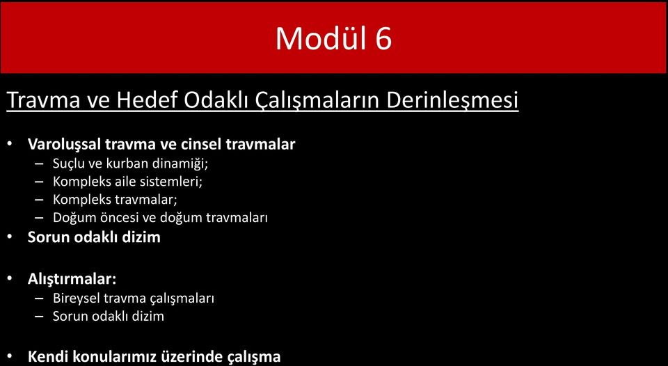 Kompleks aile sistemleri; Kompleks travmalar; Doğum öncesi ve