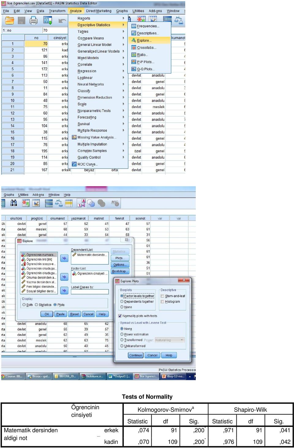 Shapiro-Wilk Statistic df Sig.