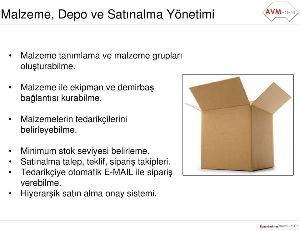 Malzemelerin tedarikçilerini belirleyebilme. Minimum stok seviyesi belirleme.