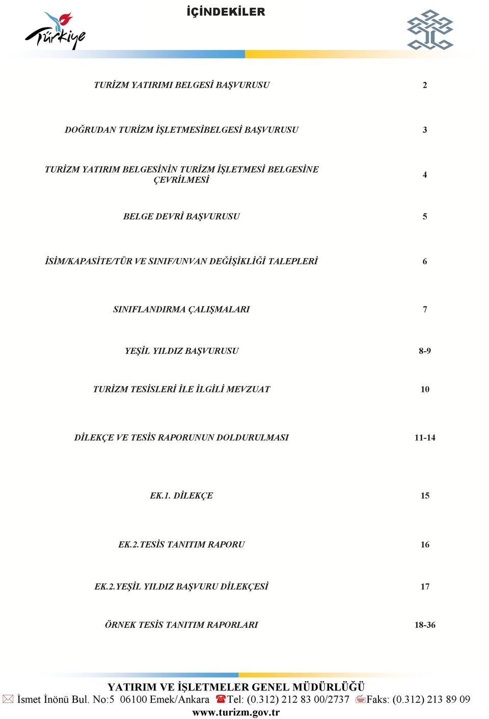 İLE İLGİLİ MEVZUAT 10 DİLEKÇE VE TESİS RAPORUNUN DOLDURULMASI 11-14 EK.1. DİLEKÇE 15 EK.2.