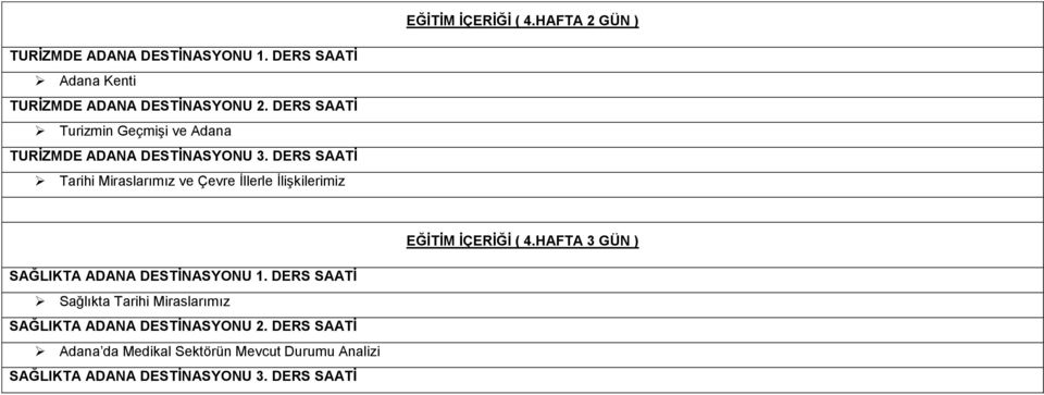 DERS SAATİ Tarihi Miraslarımız ve Çevre İllerle İlişkilerimiz EĞİTİM İÇERİĞİ ( 4.