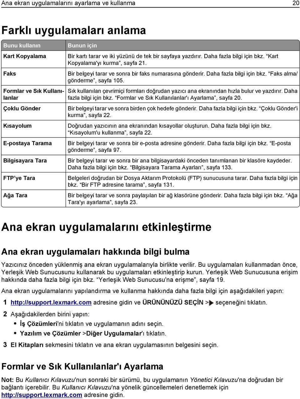 Bir belgeyi tarar ve sonra bir faks numarasına gönderir. Daha fazla bilgi için bkz. Faks alma/ gönderme, sayfa 105.