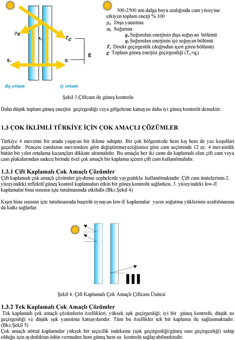 Çiftcam ile güneş kontrolu Daha düşük toplam güneş enerjisi geçirgenliği veya gölgeleme katsayısı daha iyi güneş kontrolü demektir. 1.