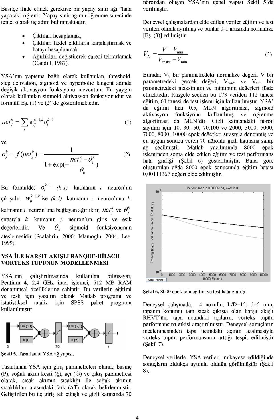 YSA nın yapısına bağlı olara ullanılan, threshold, step activation, sigmoid ve hyperbolic tangent adında değişi ativasyon fonsiyonu mevcuttur.