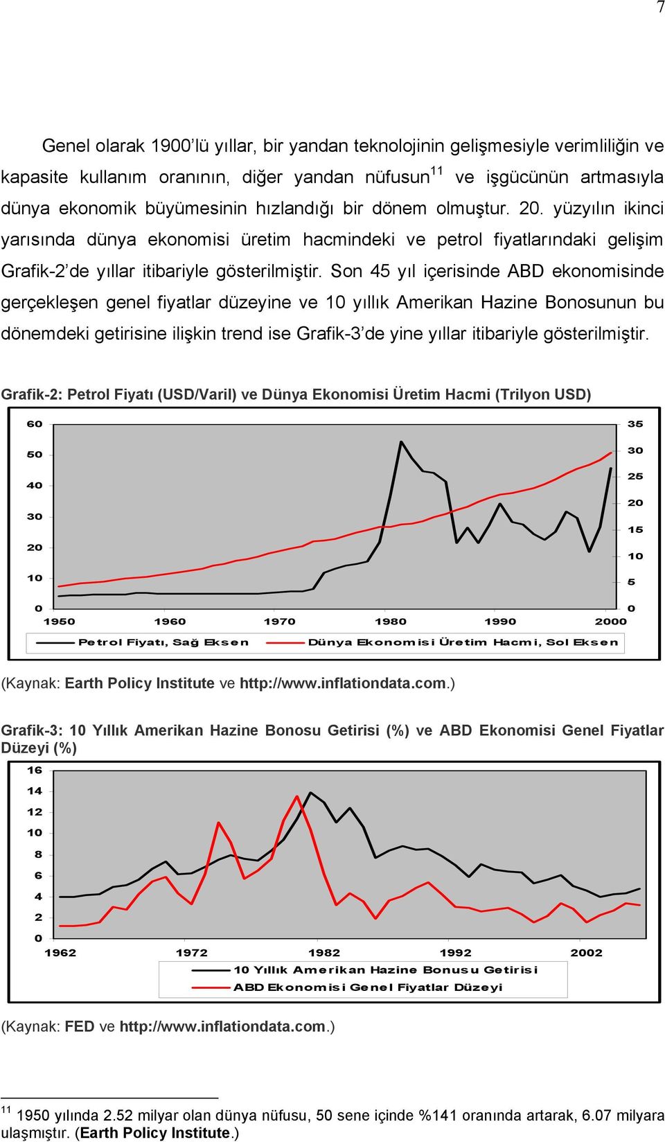 Son 45 yıl içerisinde ABD ekonomisinde gerçekleşen genel fiyatlar düzeyine ve 10 yıllık Amerikan Hazine Bonosunun bu dönemdeki getirisine ilişkin trend ise Grafik-3 de yine yıllar itibariyle