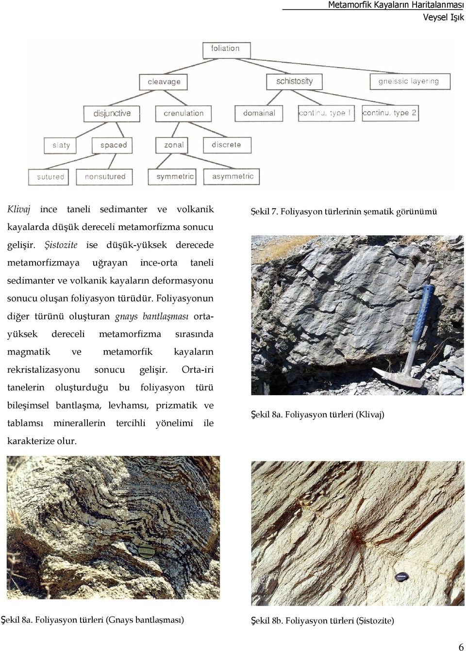 Foliyasyonun diğer türünü oluşturan gnays bantlaşması ortayüksek dereceli metamorfizma sırasında magmatik ve metamorfik kayaların rekristalizasyonu sonucu gelişir.