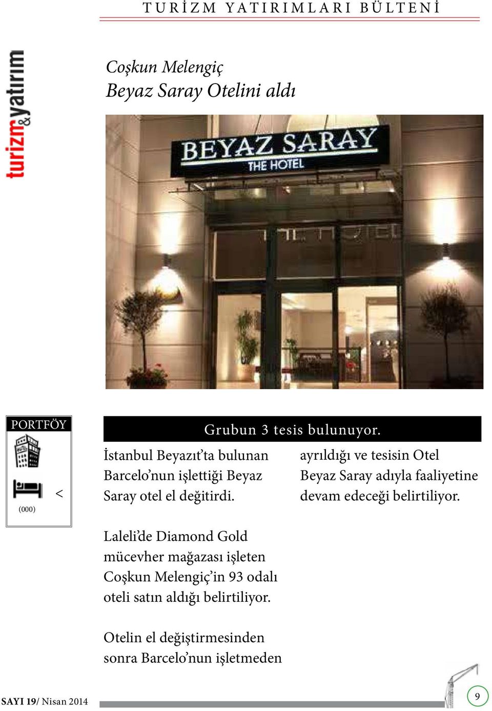 ayrıldığı ve tesisin Otel Beyaz Saray adıyla faaliyetine devam edeceği belirtiliyor.