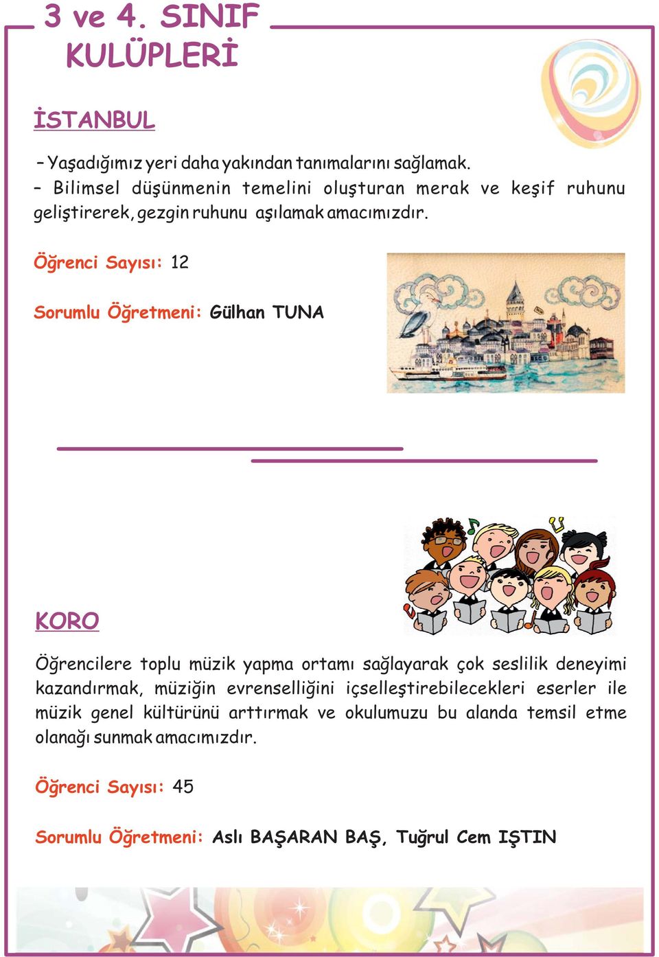 Öğrenci Sayısı: 12 Sorumlu Öğretmeni: Gülhan TUNA KORO Öğrencilere toplu müzik yapma ortamı sağlayarak çok seslilik deneyimi kazandırmak,