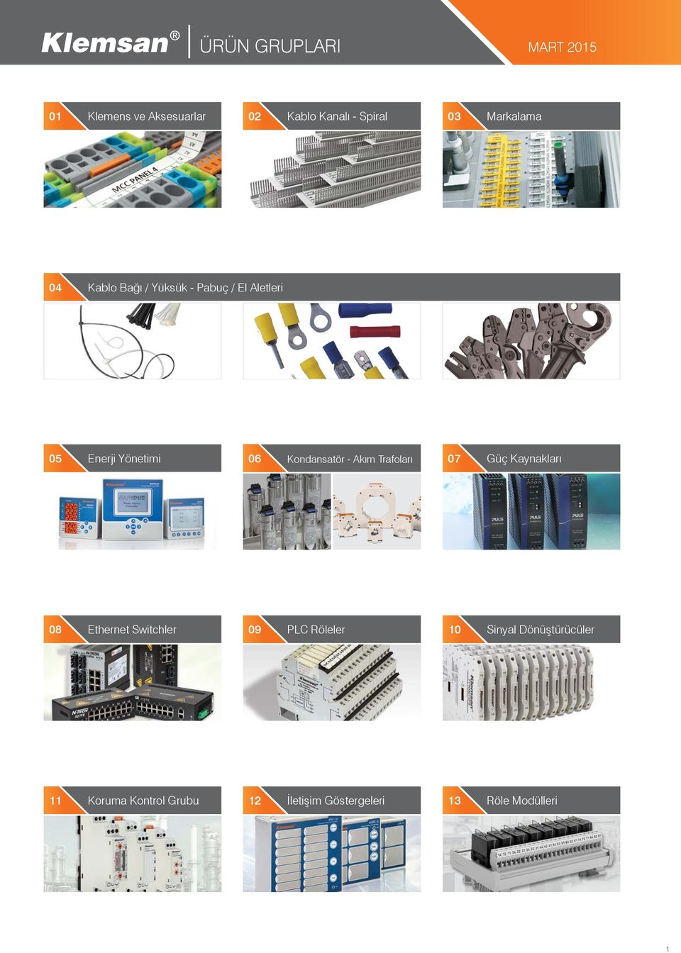 Kondansatör - Akım Trafoları 07 Güç Kaynakları 08 Ethernet Switchler 09 PLC