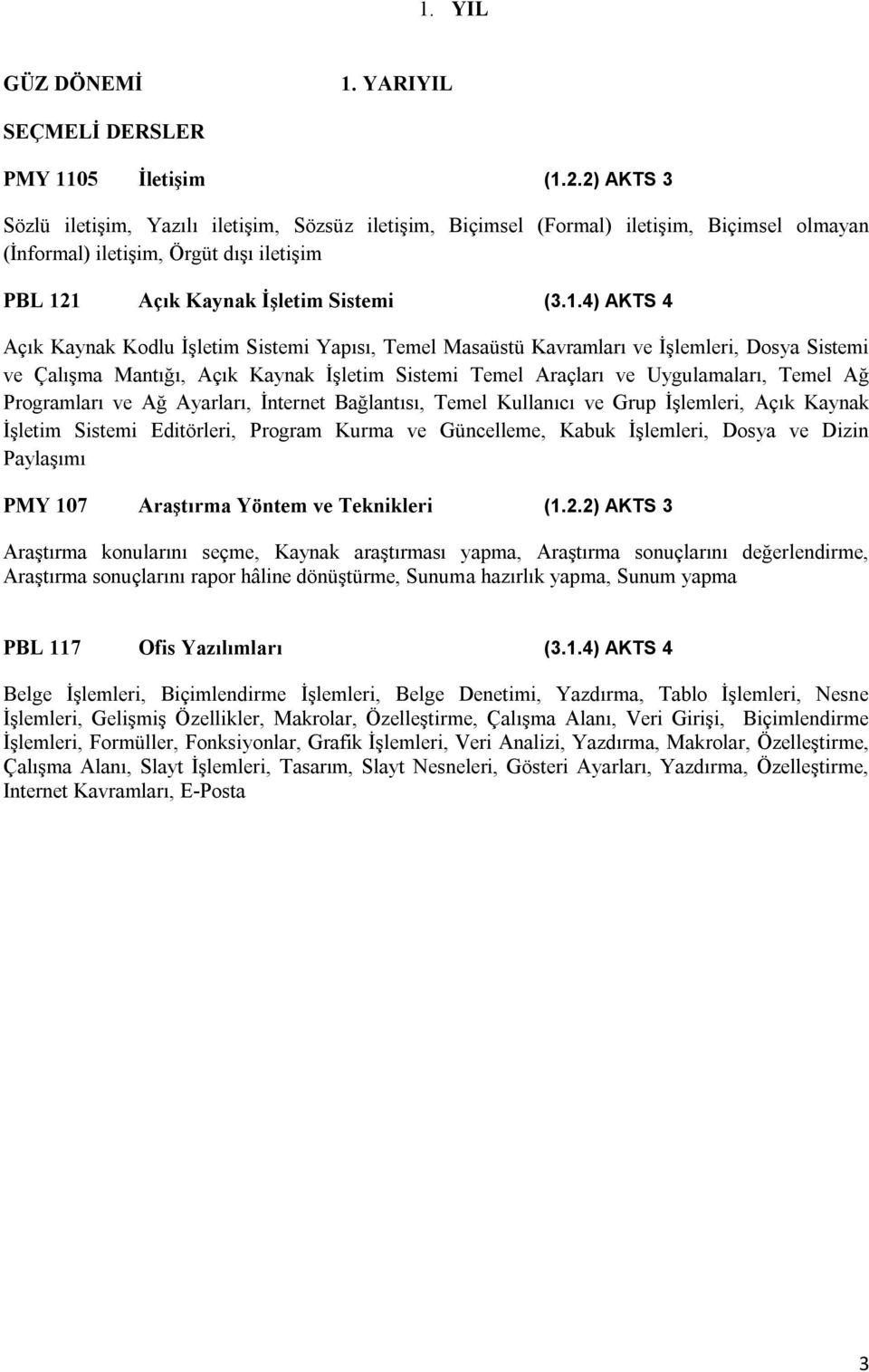 1 Açık Kaynak İşletim Sistemi (3.1.4) AKTS 4 Açık Kaynak Kodlu İşletim Sistemi Yapısı, Temel Masaüstü Kavramları ve İşlemleri, Dosya Sistemi ve Çalışma Mantığı, Açık Kaynak İşletim Sistemi Temel