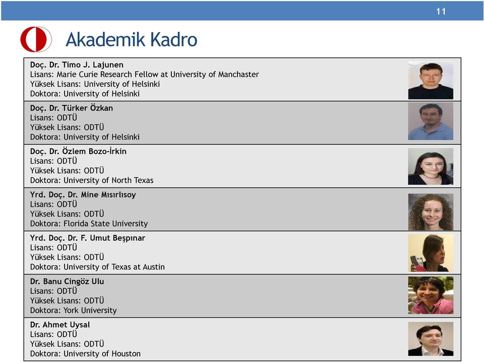 Helsinki Doç. Dr. Türker Özkan Yüksek Doktora: University of Helsinki Doç. Dr. Özlem Bozo-Đrkin Yüksek Doktora: University of North Texas Yrd.