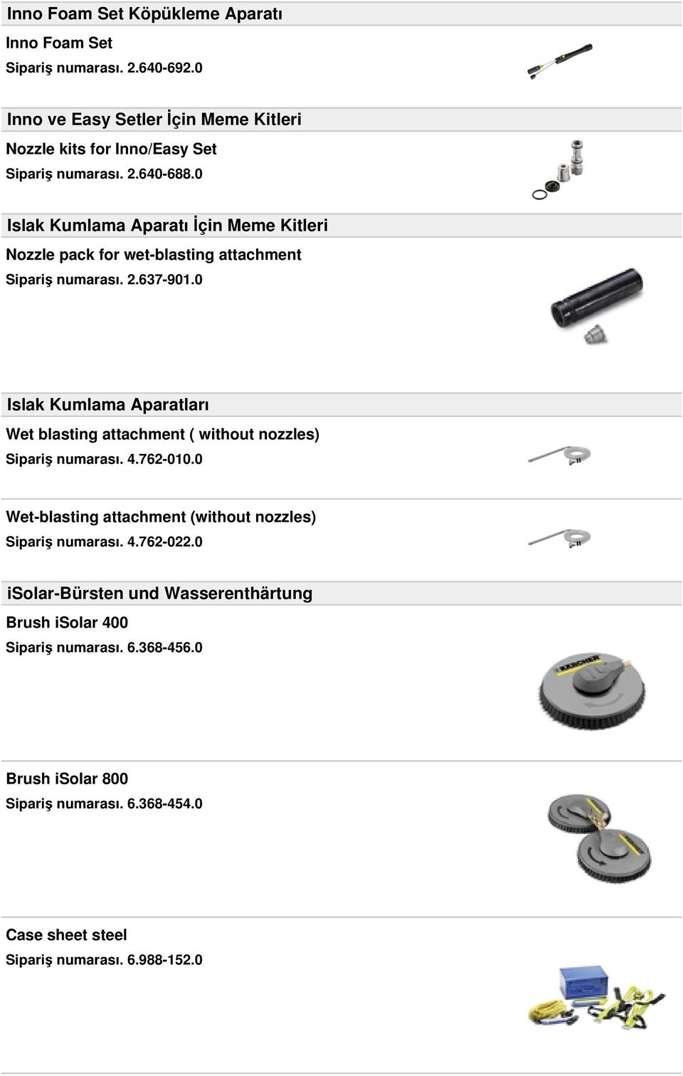 0 Islak Kumlama Aparatı İçin Meme Kitleri Nozzle pack for wet-blasting attachment Sipariş numarası. 2.637-901.