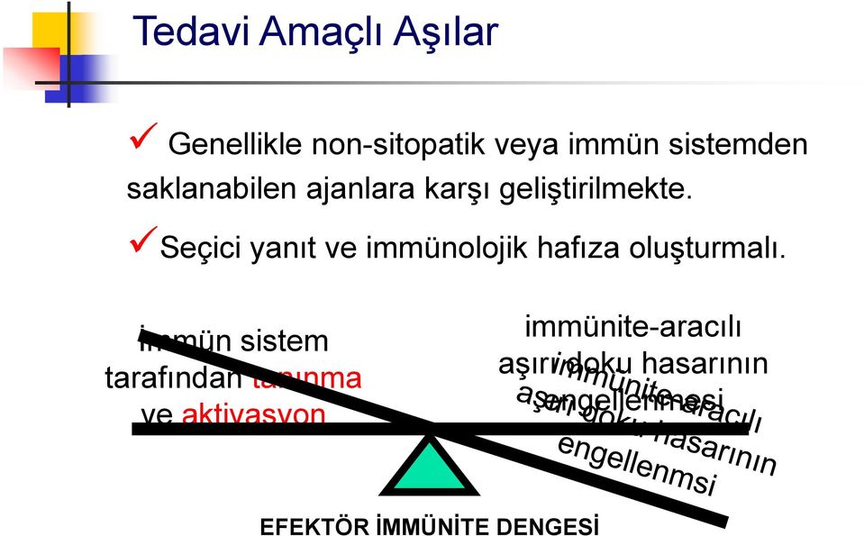 Seçici yanıt ve immünolojik hafıza oluşturmalı.