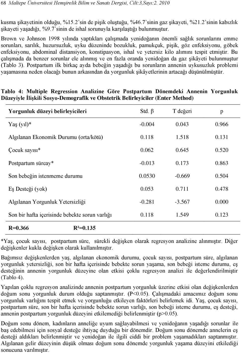 Brown ve Johnson 1998 yılında yaptıkları çalışmada yenidoğanın önemli sağlık sorunlarını emme sorunları, sarılık, huzursuzluk, uyku düzeninde bozukluk, pamukçuk, pişik, göz enfeksiyonu, göbek