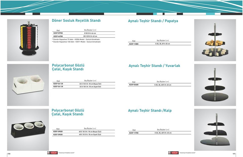 KZCP 11800 0 20, 30, X H: 45 cm Polycarbonat Gözlü Çatal, Kaşık Standı Aynalı Teşhir Standı / Yuvarlak KZCP 341 20 KZCP 341 30 33 X 18 X H: 18 cm Beyaz İkili 33 X