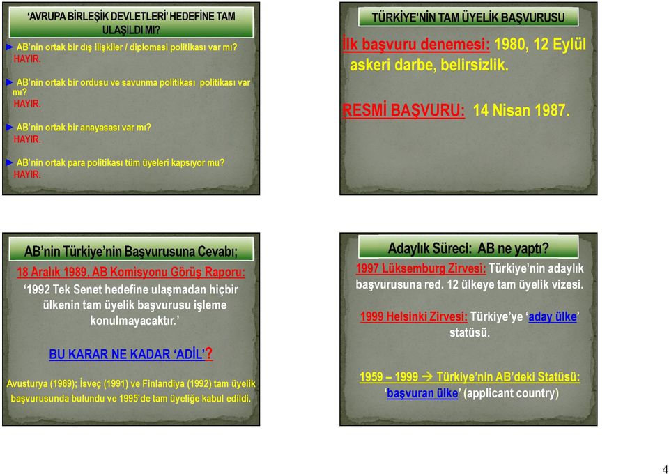 18 Aralık 1989, AB Komisyonu Görüş Raporu: 1992 Tek Senet hedefine ulaşmadan hiçbir ülkenin tam üyelik başvurusu işleme konulmayacaktır. BU KARAR NE KADAR ADİL?