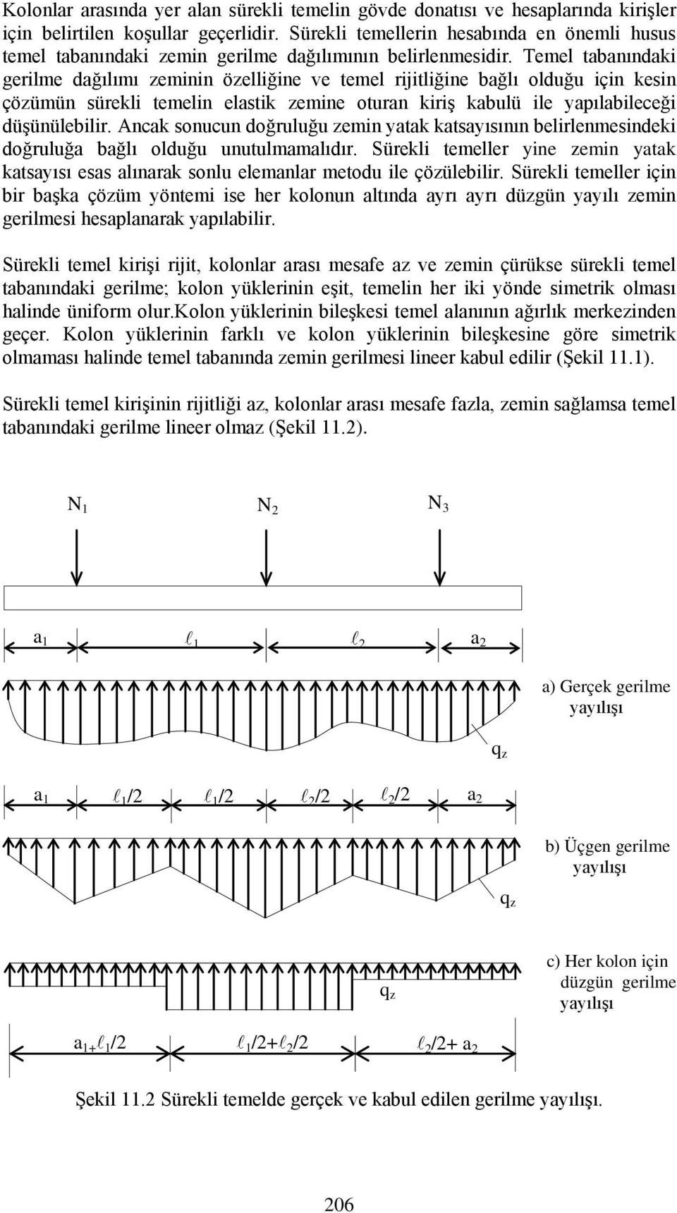 Temel tabanındaki gerilme dağılımı zeminin özelliğine ve temel rijitliğine bağlı olduğu için kesin çözümün sürekli temelin elastik zemine oturan kiriş kabulü ile yapılabileceği düşünülebilir.