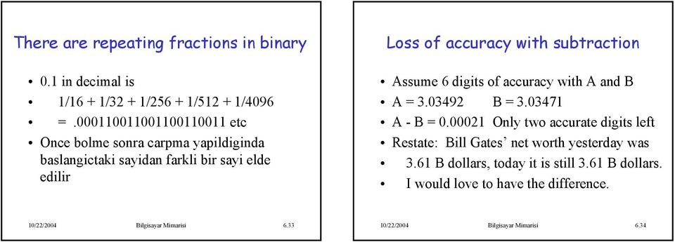 6 digits of accuracy with A and B A = 3.03492 B = 3.03471 A - B = 0.