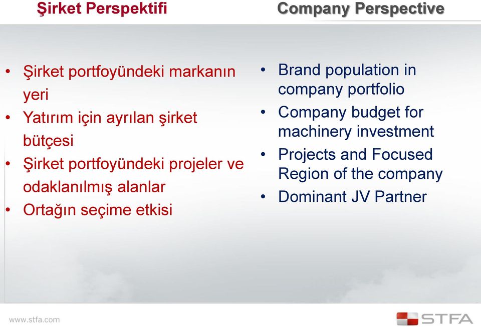 Ortağın seçime etkisi Brand population in company portfolio Company budget for