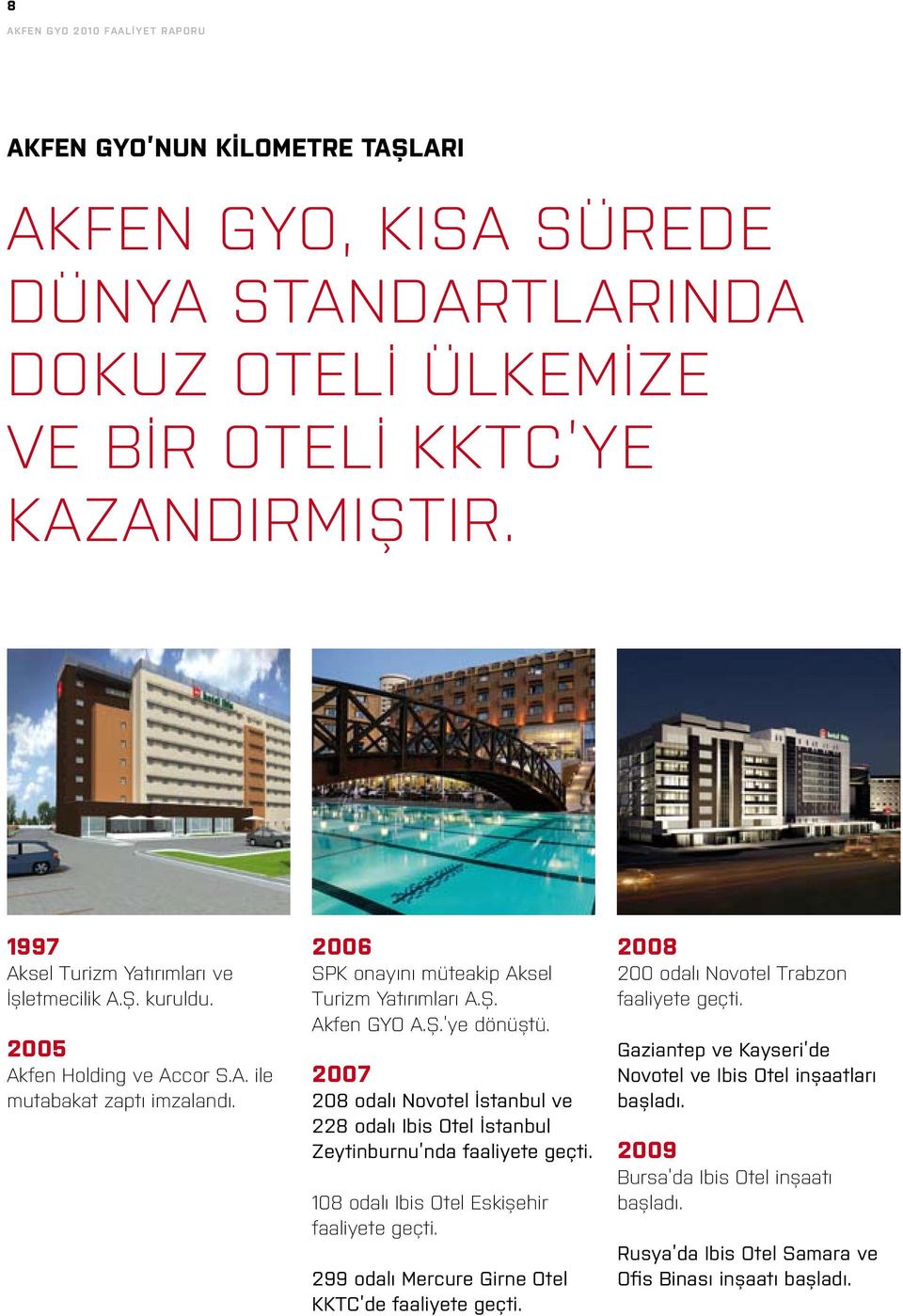 2007 208 odalı Novotel İstanbul ve 228 odalı Ibis Otel İstanbul Zeytinburnu nda faaliyete geçti. 108 odalı Ibis Otel Eskişehir faaliyete geçti.