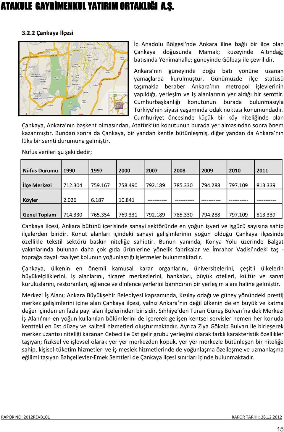 Günümüzde ilçe statüsü taşımakla beraber Ankara nın metropol işlevlerinin yapıldığı, yerleşim ve iş alanlarının yer aldığı bir semttir.