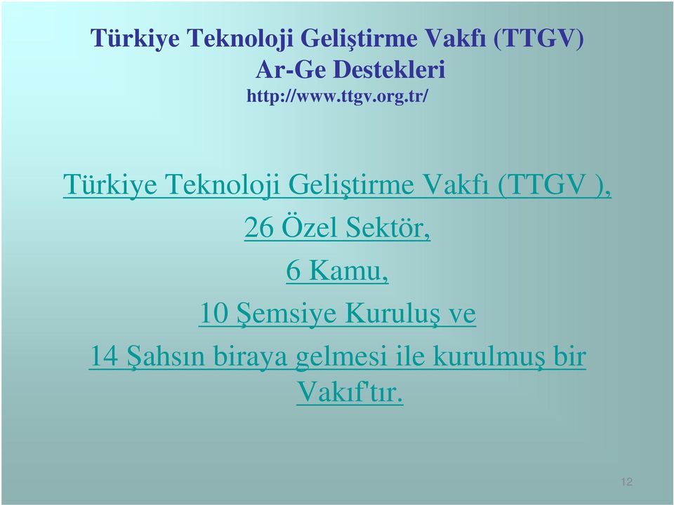tr/ Türkiye Teknoloji Geliştirme Vakfı (TTGV ), 26 Özel