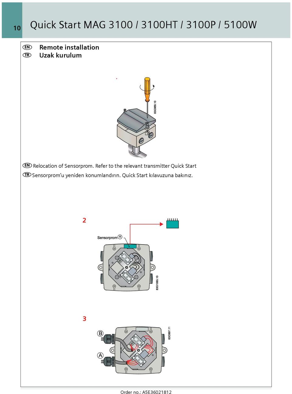 Refer to the relevant transmitter Quick Start Sensorprom