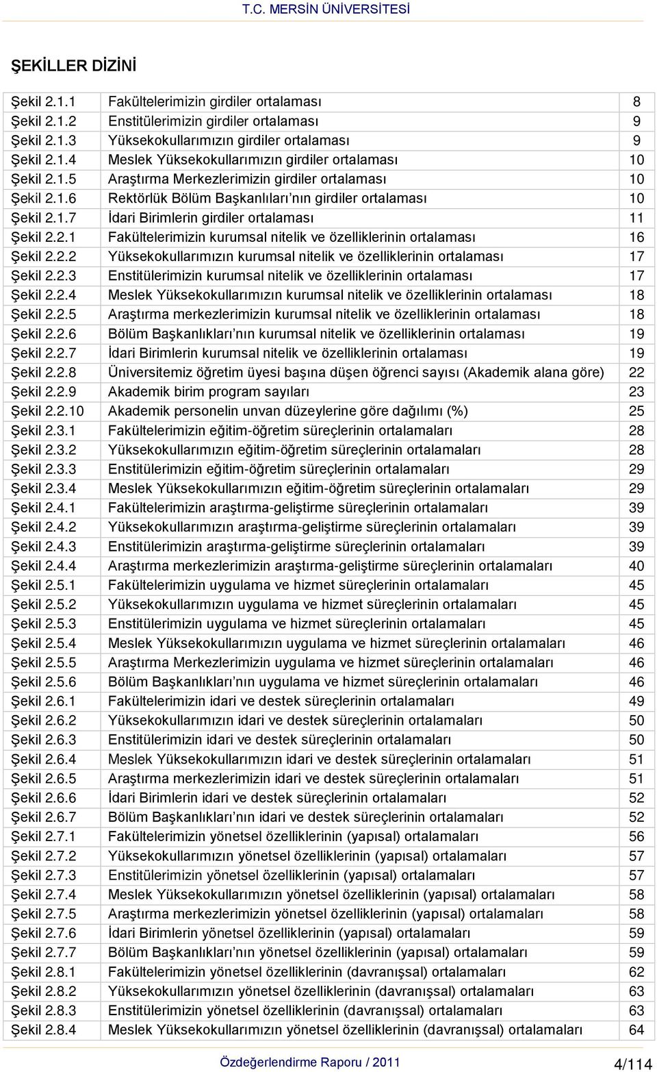 2.2 Yüksekokullarımızın kurumsal nitelik ve özelliklerinin ortalaması 17 Şekil 2.2.3 Enstitülerimizin kurumsal nitelik ve özelliklerinin ortalaması 17 Şekil 2.2.4 Meslek Yüksekokullarımızın kurumsal nitelik ve özelliklerinin ortalaması 18 Şekil 2.