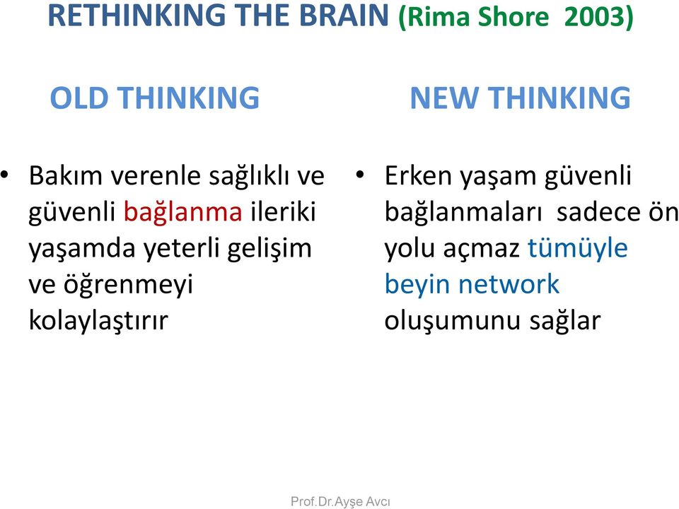 gelişim ve öğrenmeyi kolaylaştırır NEW THINKING Erken yaşam