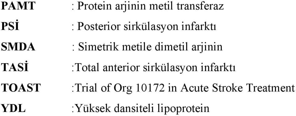 dimetil arjinin :Total anterior sirkülasyon infarktı :Trial