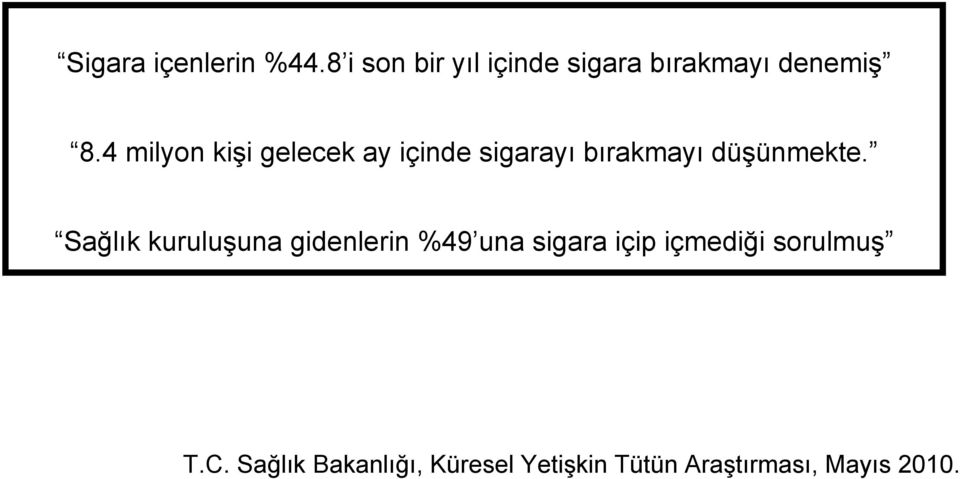 4 milyon kişi gelecek ay içinde sigarayı bırakmayı düşünmekte.