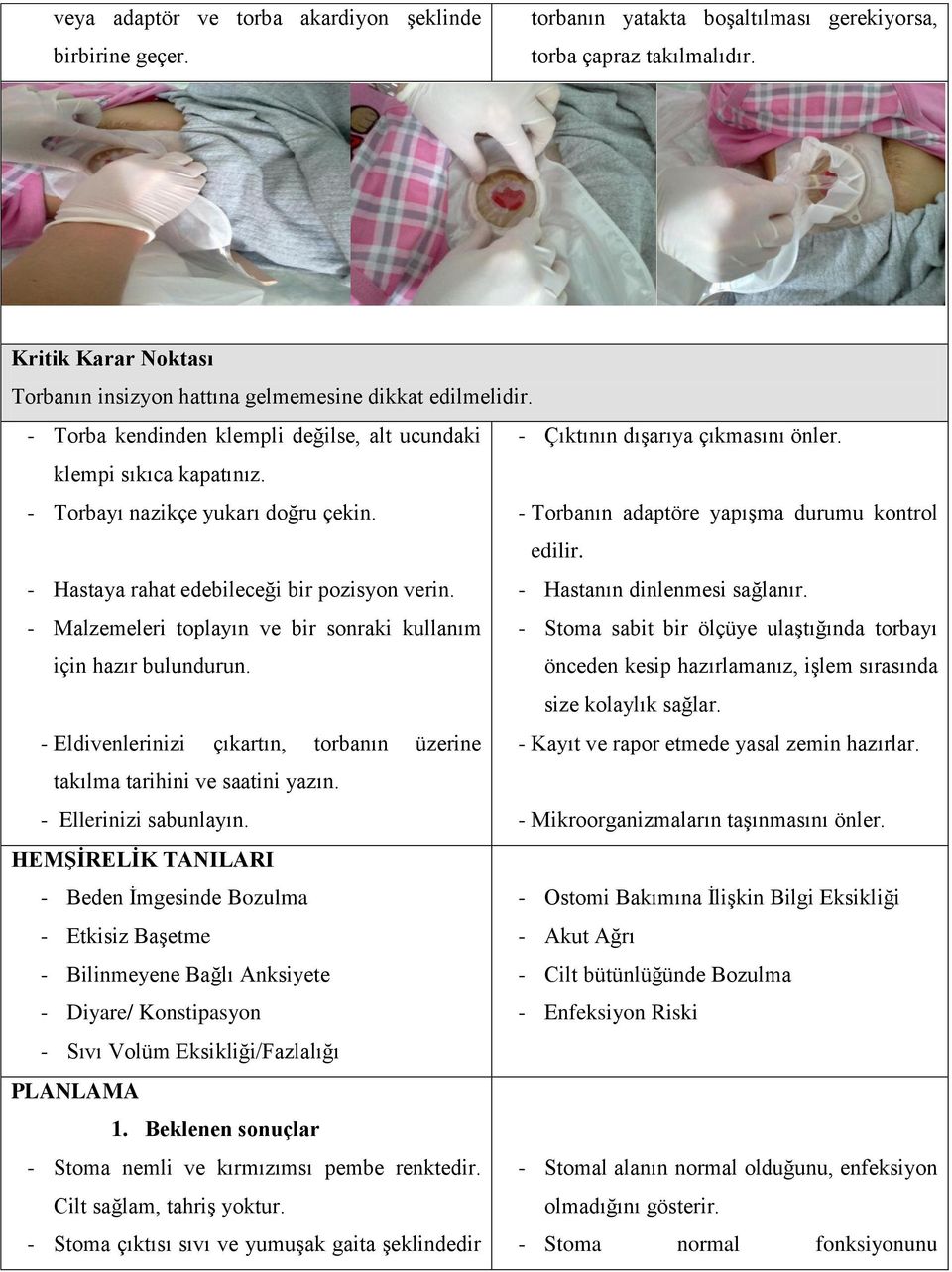 - Hastaya rahat edebileceği bir pozisyon verin. - Malzemeleri toplayın ve bir sonraki kullanım için hazır bulundurun. - Hastanın dinlenmesi sağlanır.