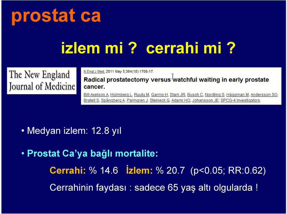 Cerrahi: % 14.6 İzlem: % 20.7 (p<0.05; RR:0.