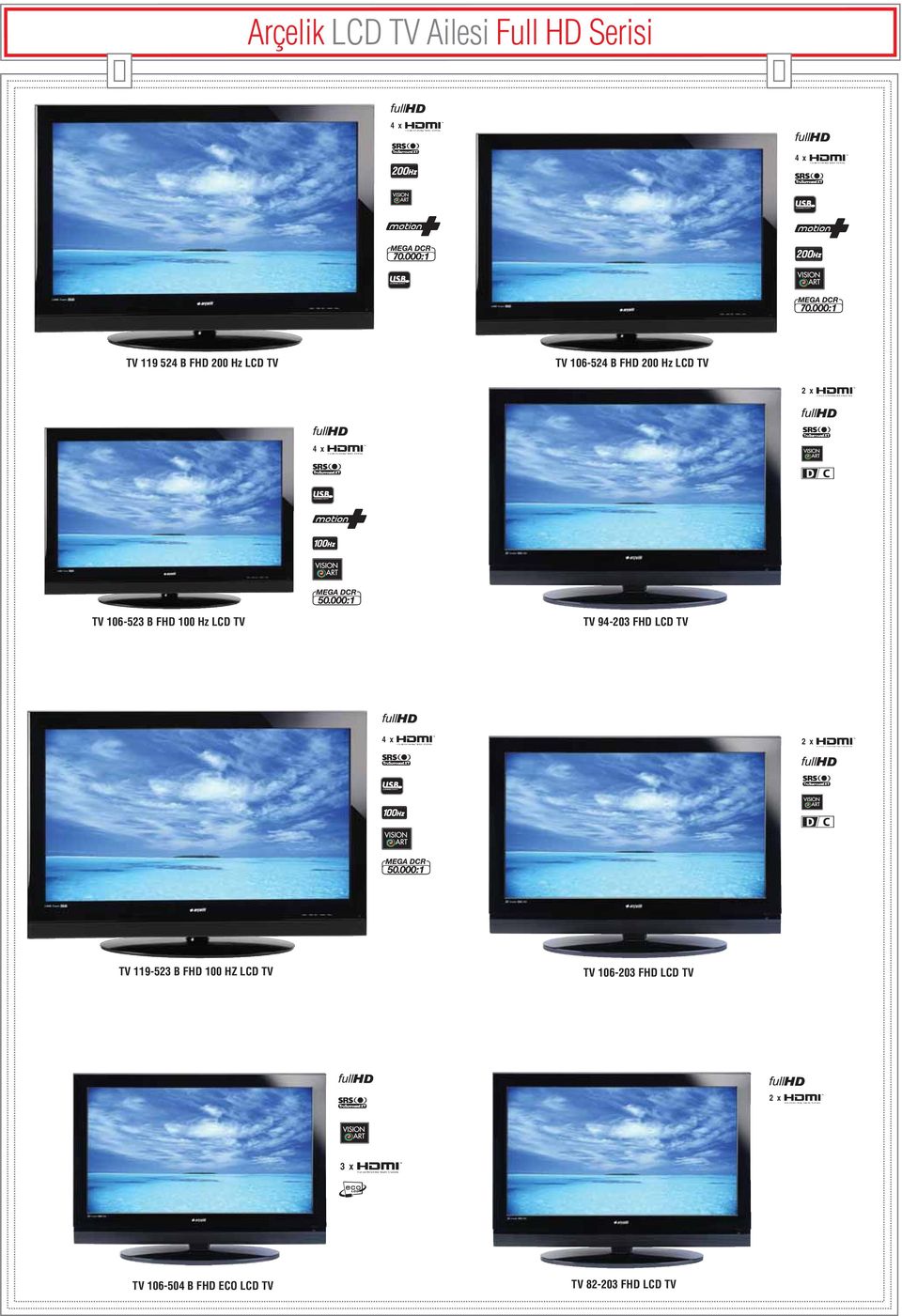 TV TV 94-203 FHD LCD TV 2 x TV 119-523 B FHD 100 HZ LCD TV TV
