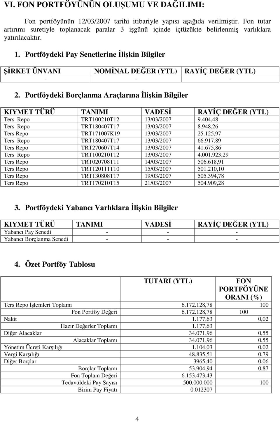 Portföydeki Pay Senetlerine likin Bilgiler RKET ÜNVANI NOMNAL DEER (YTL) RAYÇ DEER (YTL) - - - 2.