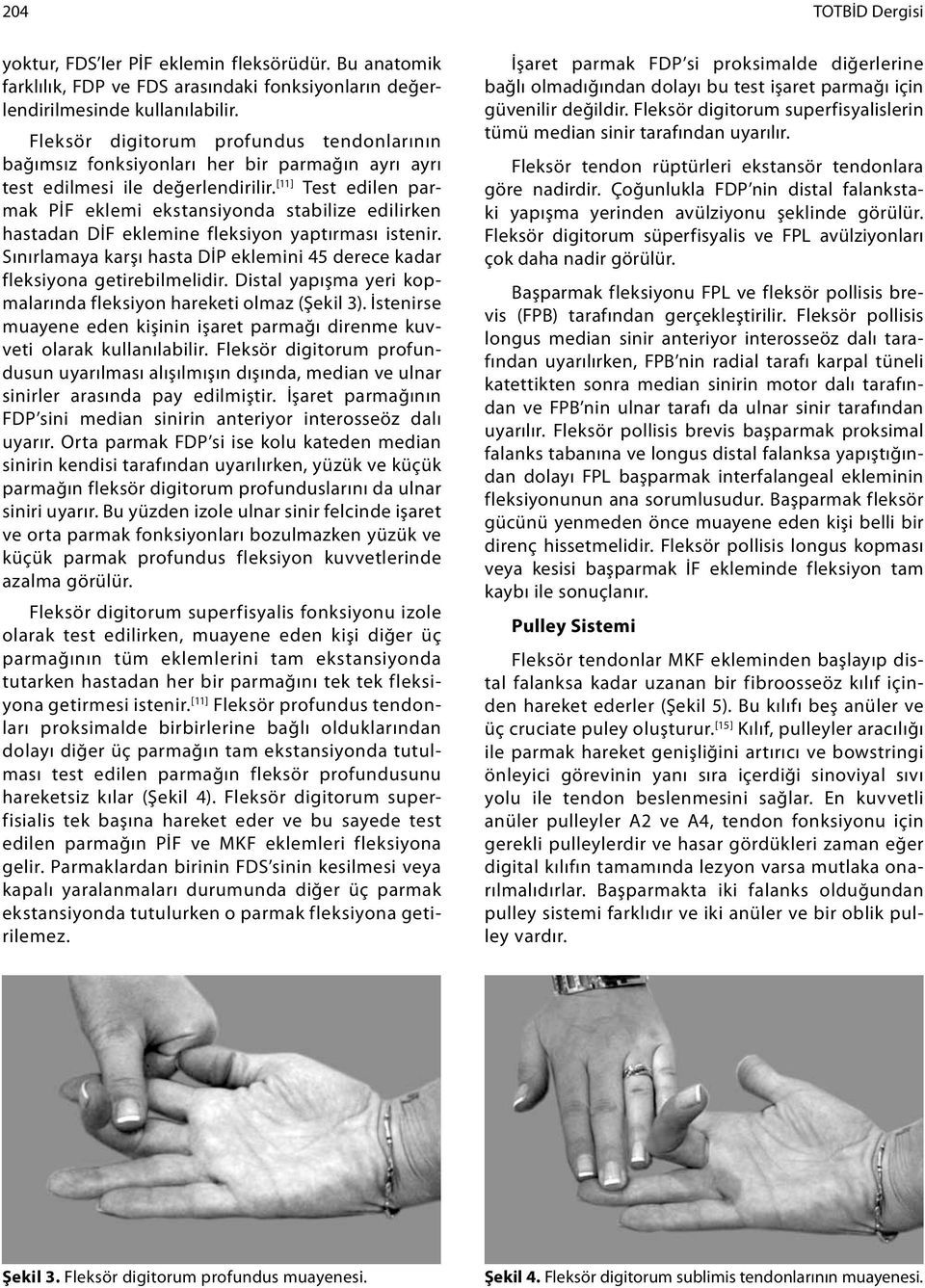 [11] Test edilen parmak PİF eklemi ekstansiyonda stabilize edilirken hastadan DİF eklemine fleksiyon yaptırması istenir.