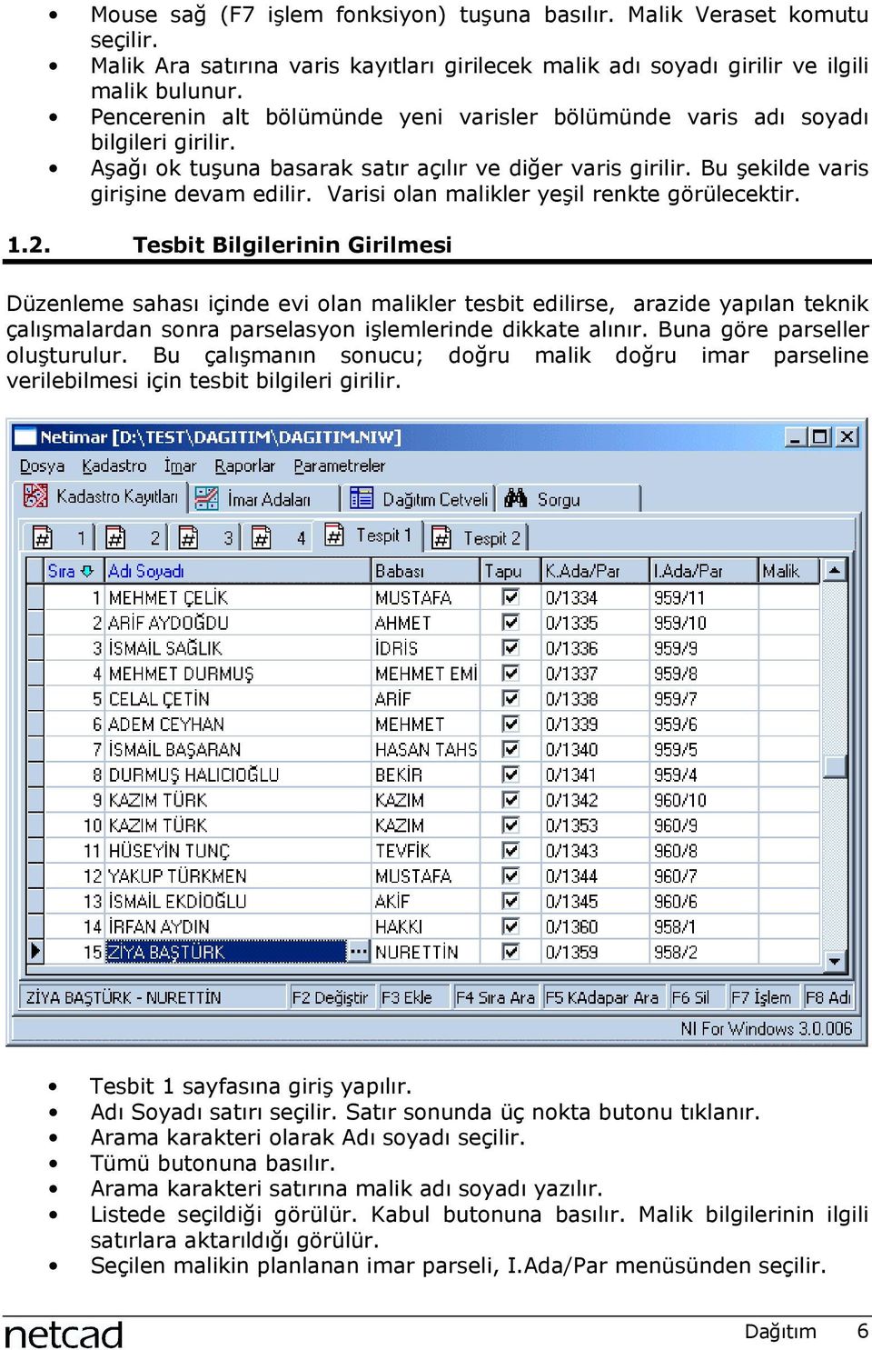 Varisi olan malikler yeşil renkte görülecektir. 1.2.