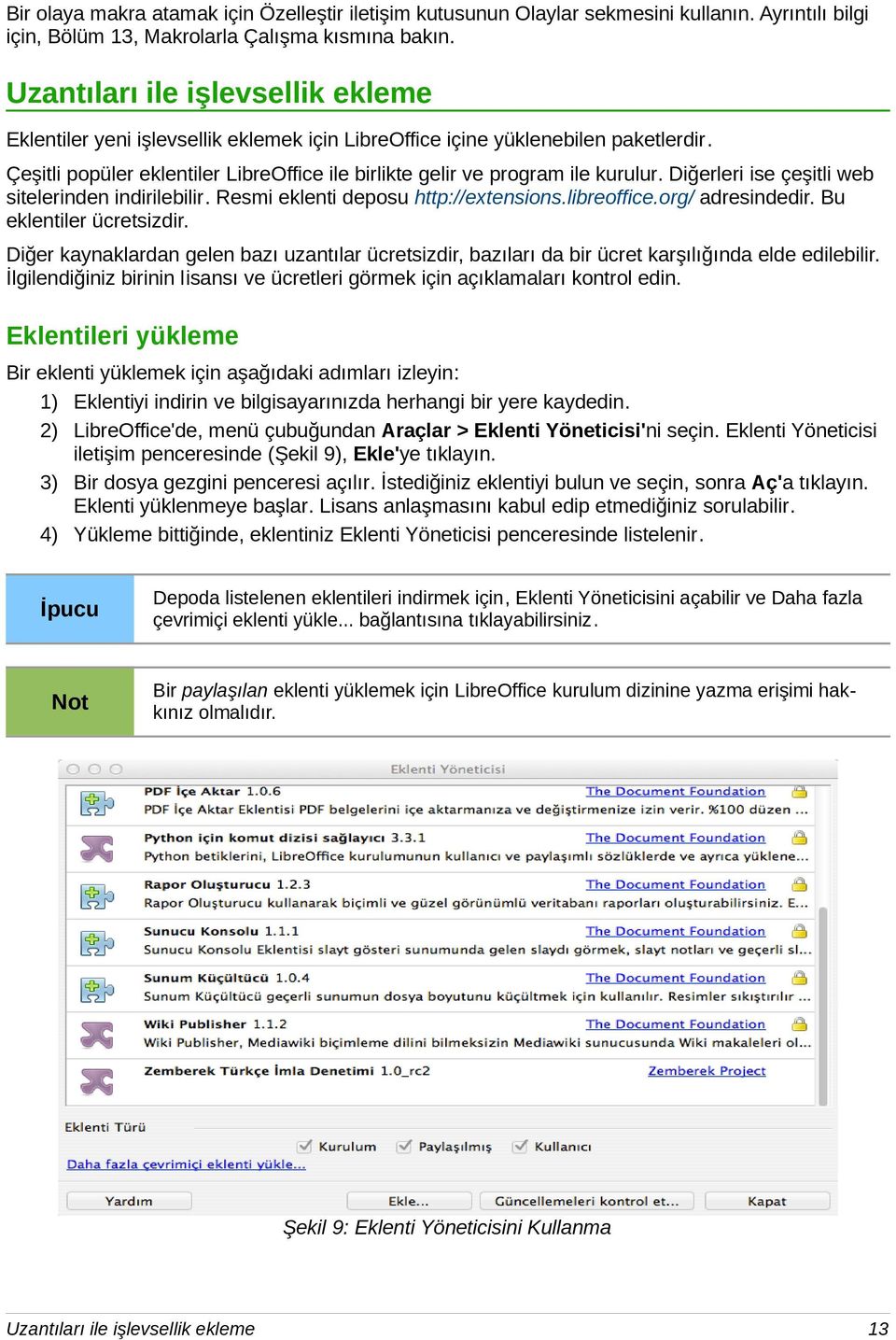 Diğerleri ise çeşitli web sitelerinden indirilebilir. Resmi eklenti deposu http://extensions.libreoffice.org/ adresindedir. Bu eklentiler ücretsizdir.