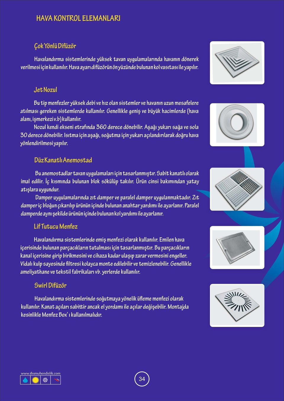 Genell kle gen ş ve büyük hac mlerde (hava alanı, şmerkez v.b) kullanılır. Nozul kend eksen etrafında 360 derece döneb l r. Aşağı yukarı sağa ve sola 30 derece döneb l r.