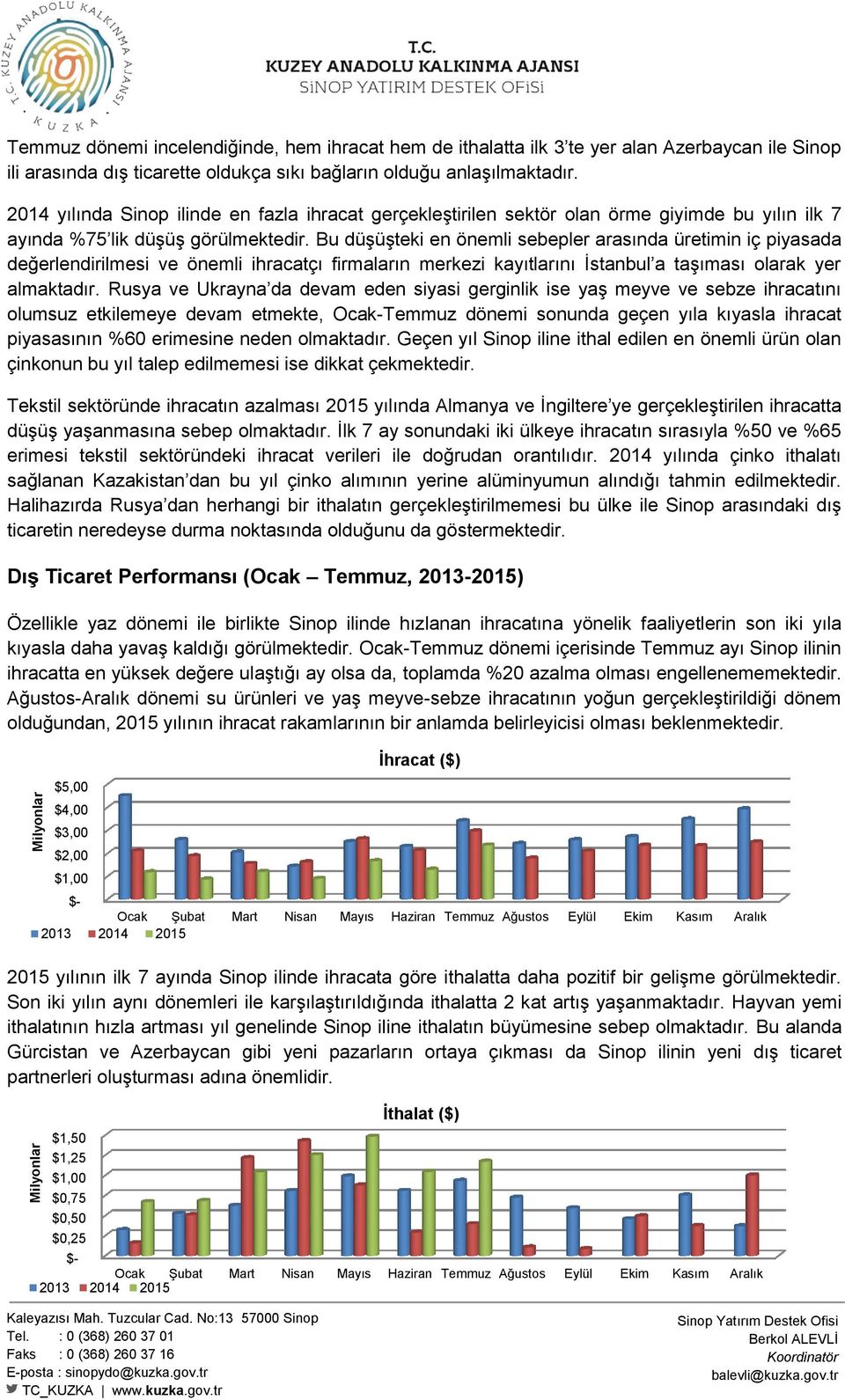 Bu düşüşteki en önemli sebepler arasında üretimin iç piyasada değerlendirilmesi ve önemli ihracatçı firmaların merkezi kayıtlarını İstanbul a taşıması olarak yer almaktadır.