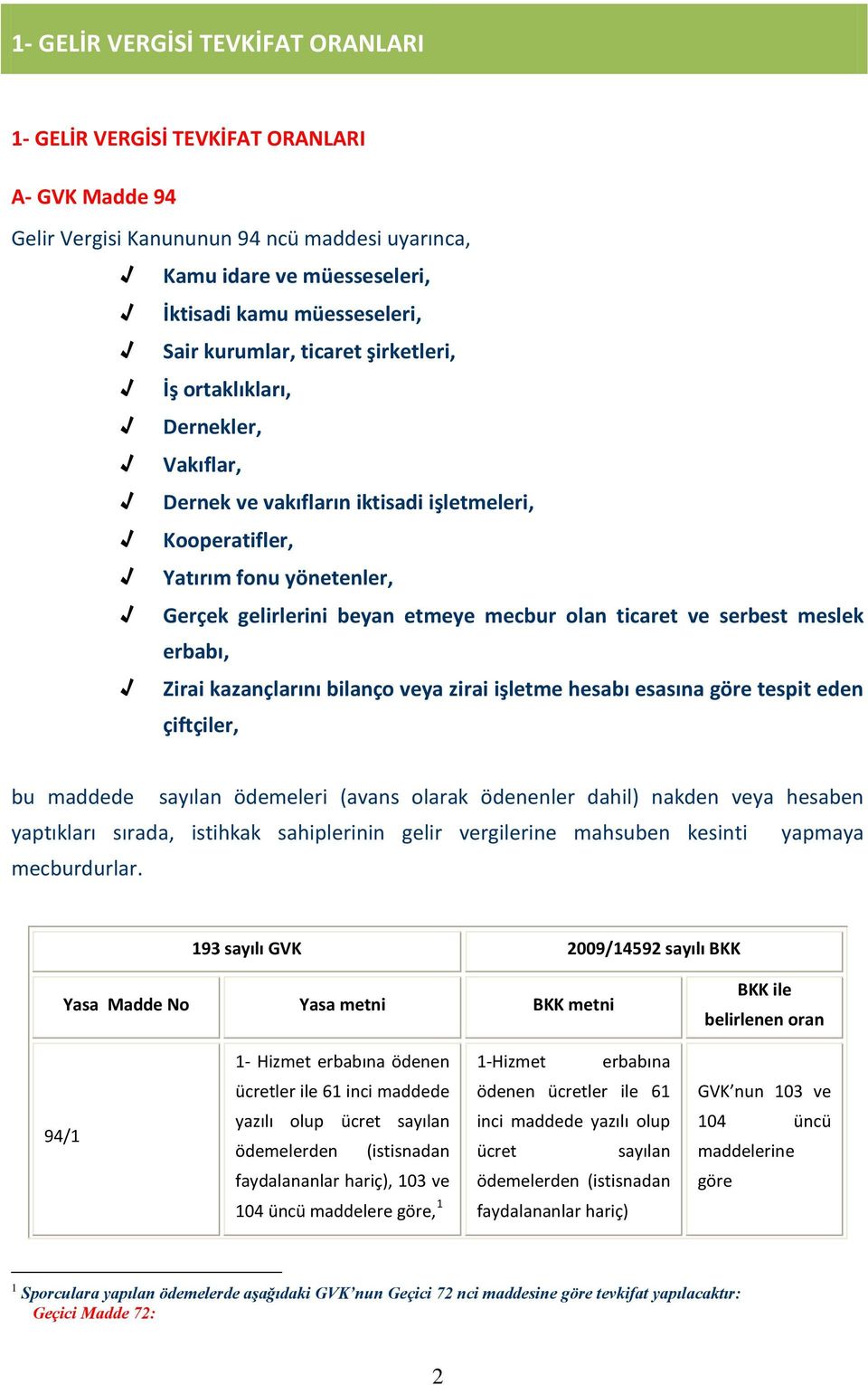 ticaret ve serbest meslek erbabı, Zirai kazançlarını bilanço veya zirai işletme hesabı esasına göre tespit eden çiftçiler, bu maddede sayılan ödemeleri (avans olarak ödenenler dahil) nakden veya