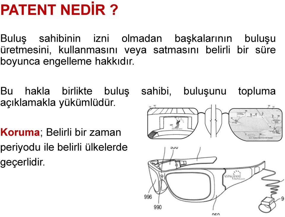 kullanmasını veya satmasını belirli bir süre boyunca engelleme hakkıdır.