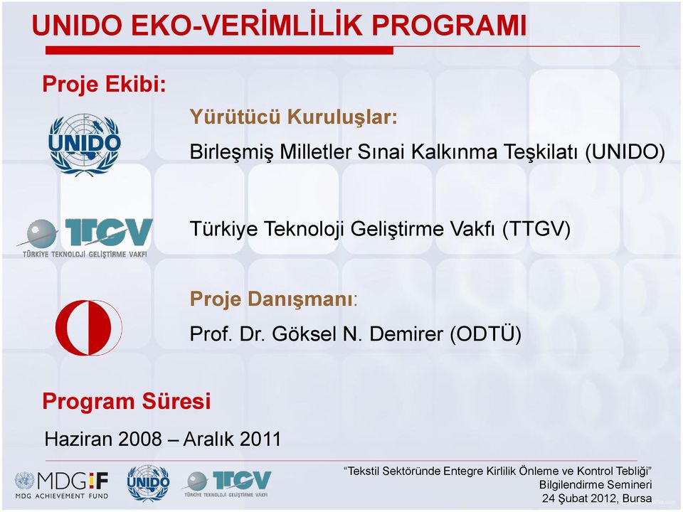 (UNIDO) Türkiye Teknoloji Geliştirme Vakfı (TTGV) Proje