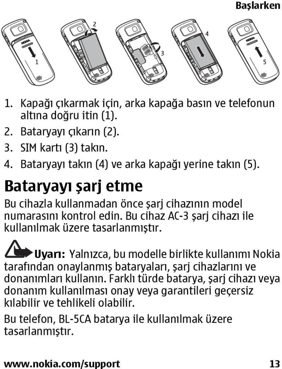 Bu cihaz AC-3 şarj cihazı ile kullanılmak üzere tasarlanmıştır.