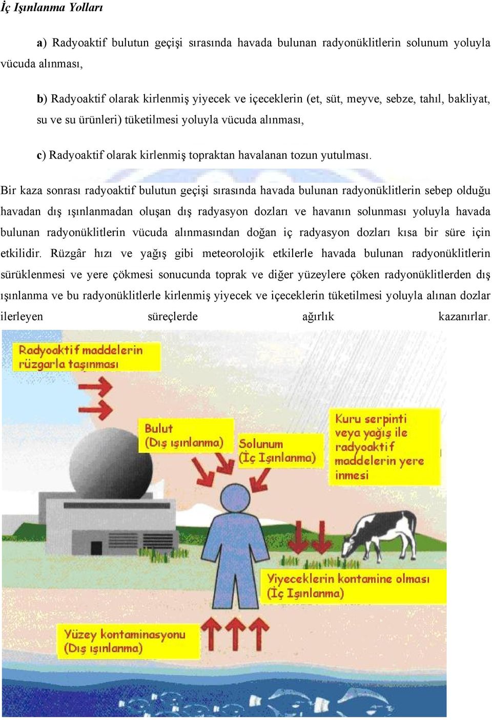 Bir kaza sonrası radyoaktif bulutun geçişi sırasında havada bulunan radyonüklitlerin sebep olduğu havadan dış ışınlanmadan oluşan dış radyasyon dozları ve havanın solunması yoluyla havada bulunan