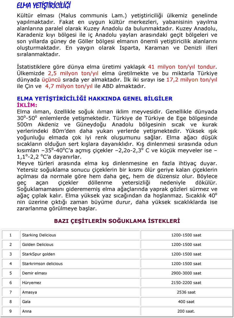 Kuzey Anadolu, Karadeniz kıyı bölgesi ile iç Anadolu yayları arasındaki geçit bölgeleri ve son yıllarda güney de Göller bölgesi elmanın önemli yetiştiricilik alanlarını oluşturmaktadır.